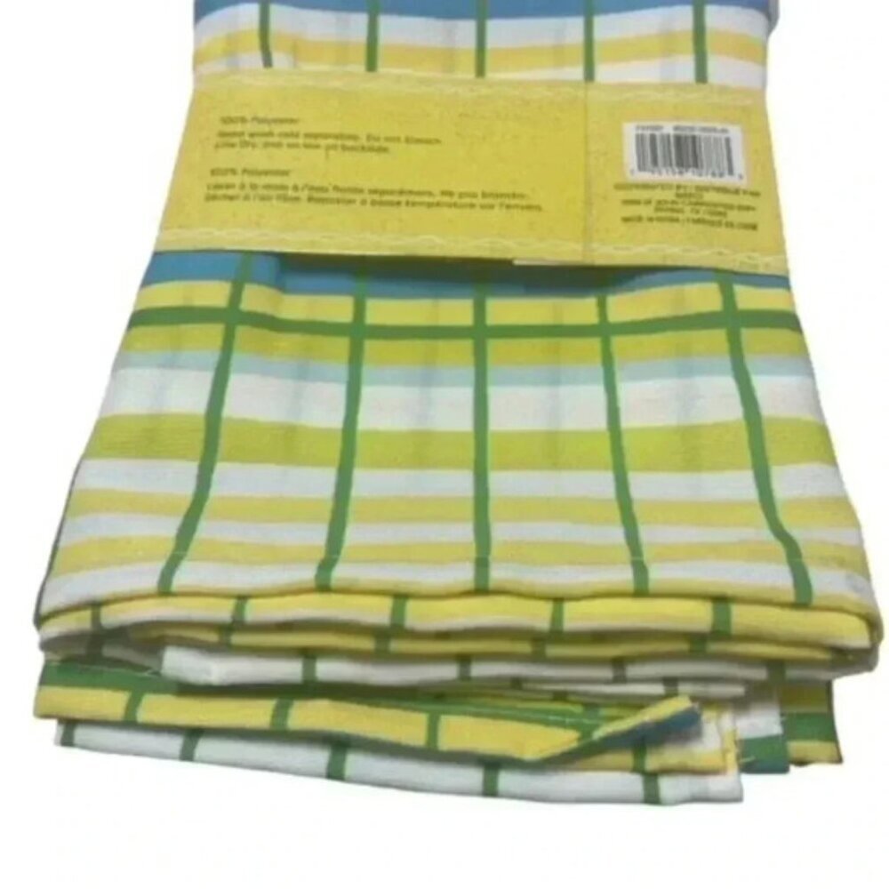 Ashland Cloth Napkins Striped (4) 100% Cotton 20" Black Blue Yellow NEW - Picture 2 of 6